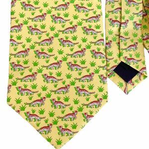 Vintage Peter Blair Cheetah Cat Tie Yellow Silk